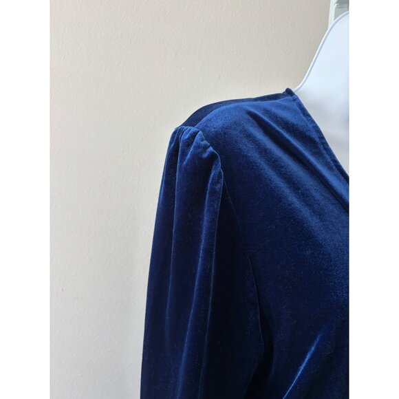 New York & Company Top XXL NWT Velvet Wrap Bishop Sleeve Tie Waist Quiet Luxury - Picture 10 of 11